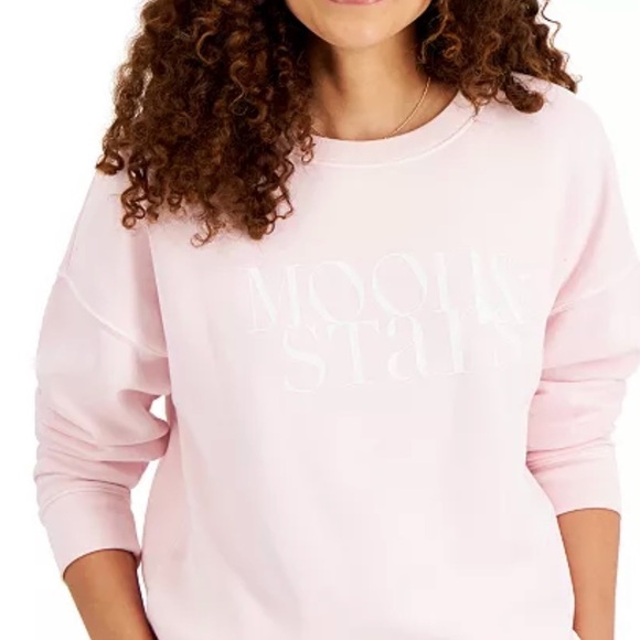 Style & Co Moon and Stars Pale Pink Graphic Sweatshirt NWT PS Macy’s - Picture 1 of 8